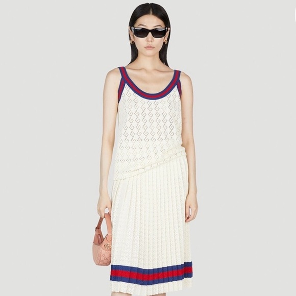 NEW Gucci Web GG Logo Knit Cami Tank Top - Picture 1 of 8